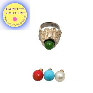 Vintage 1960s Signed Napier Goldtone Interchangeable Center Adjustable Ring